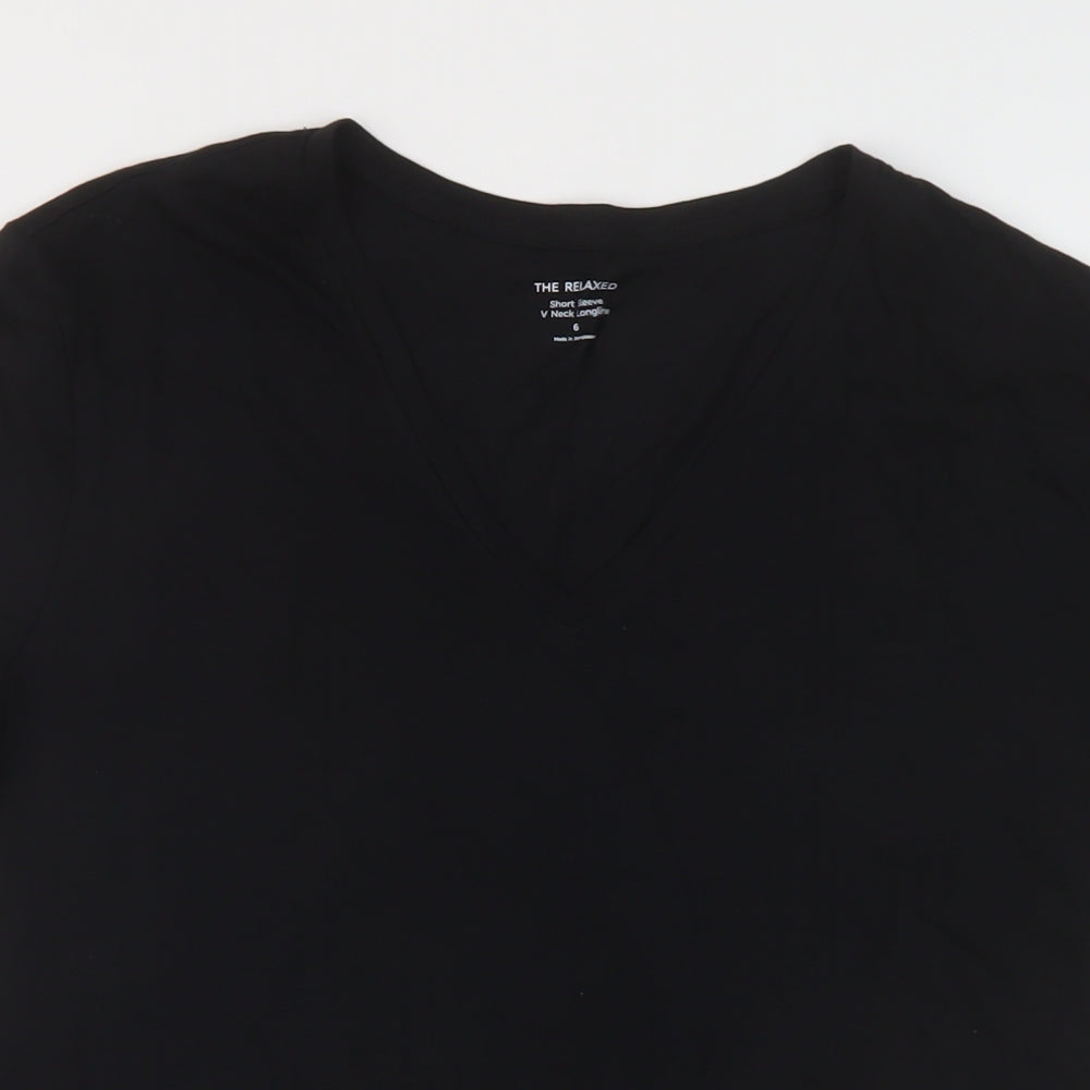 Marks and Spencer Womens Beige Polyester Basic T-Shirt Size 6 V-Neck