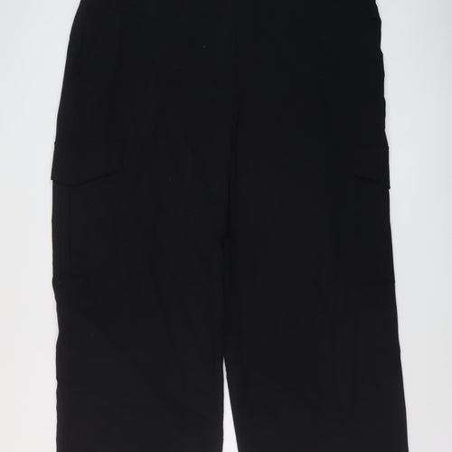 Marks and Spencer Womens Black Polyester Trousers Size 22 L28 in Regular Hook & Eye