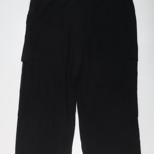 Marks and Spencer Womens Black Polyester Trousers Size 22 L28 in Regular Hook & Eye