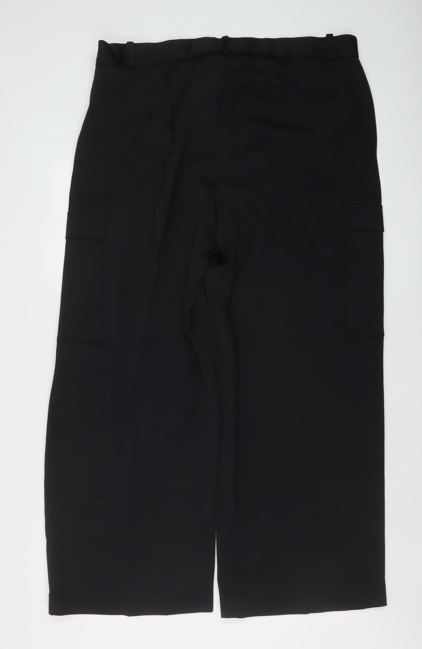 Marks and Spencer Womens Black Polyester Trousers Size 20 L29 in Regular Hook & Eye