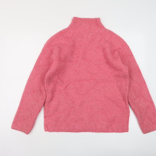 Marks and Spencer Womens Pink Mock Neck Acrylic Pullover Jumper Size M