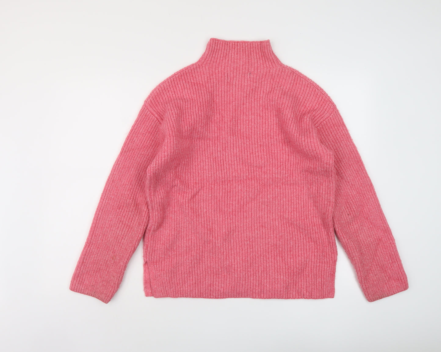 Marks and Spencer Womens Pink Mock Neck Acrylic Pullover Jumper Size M