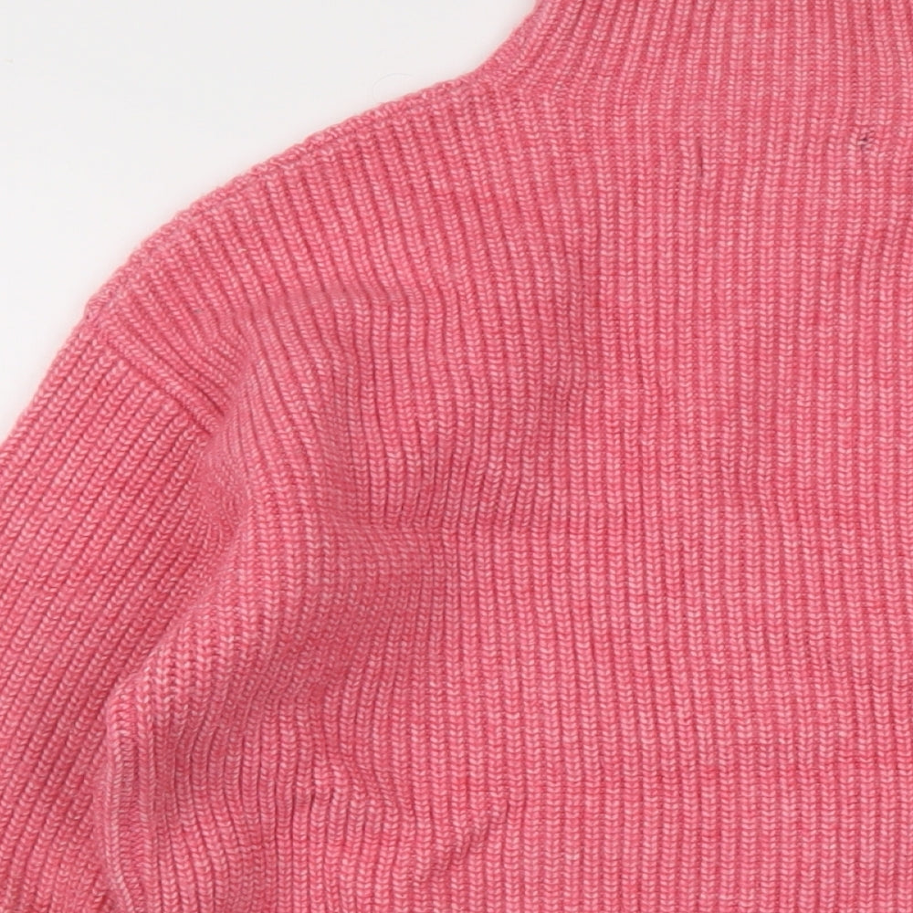 Marks and Spencer Womens Pink Mock Neck Acrylic Pullover Jumper Size M