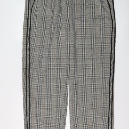 Marks and Spencer Womens Beige Plaid Polyester Trousers Size 20 L28 in Regular Drawstring
