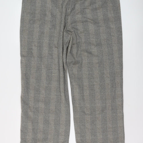 Marks and Spencer Womens Beige Plaid Polyester Trousers Size 20 L28 in Regular Drawstring