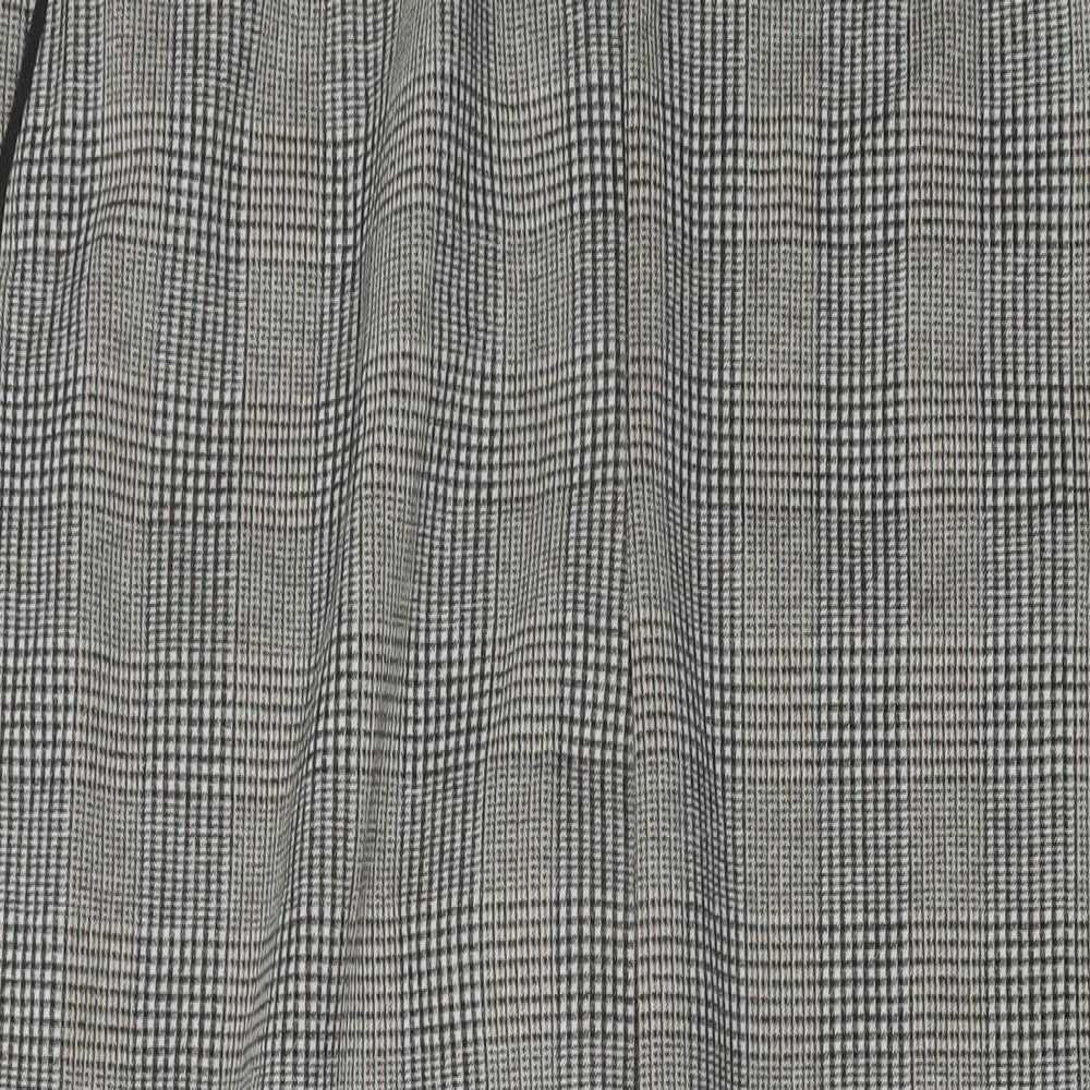 Marks and Spencer Womens Beige Plaid Polyester Trousers Size 20 L28 in Regular Drawstring