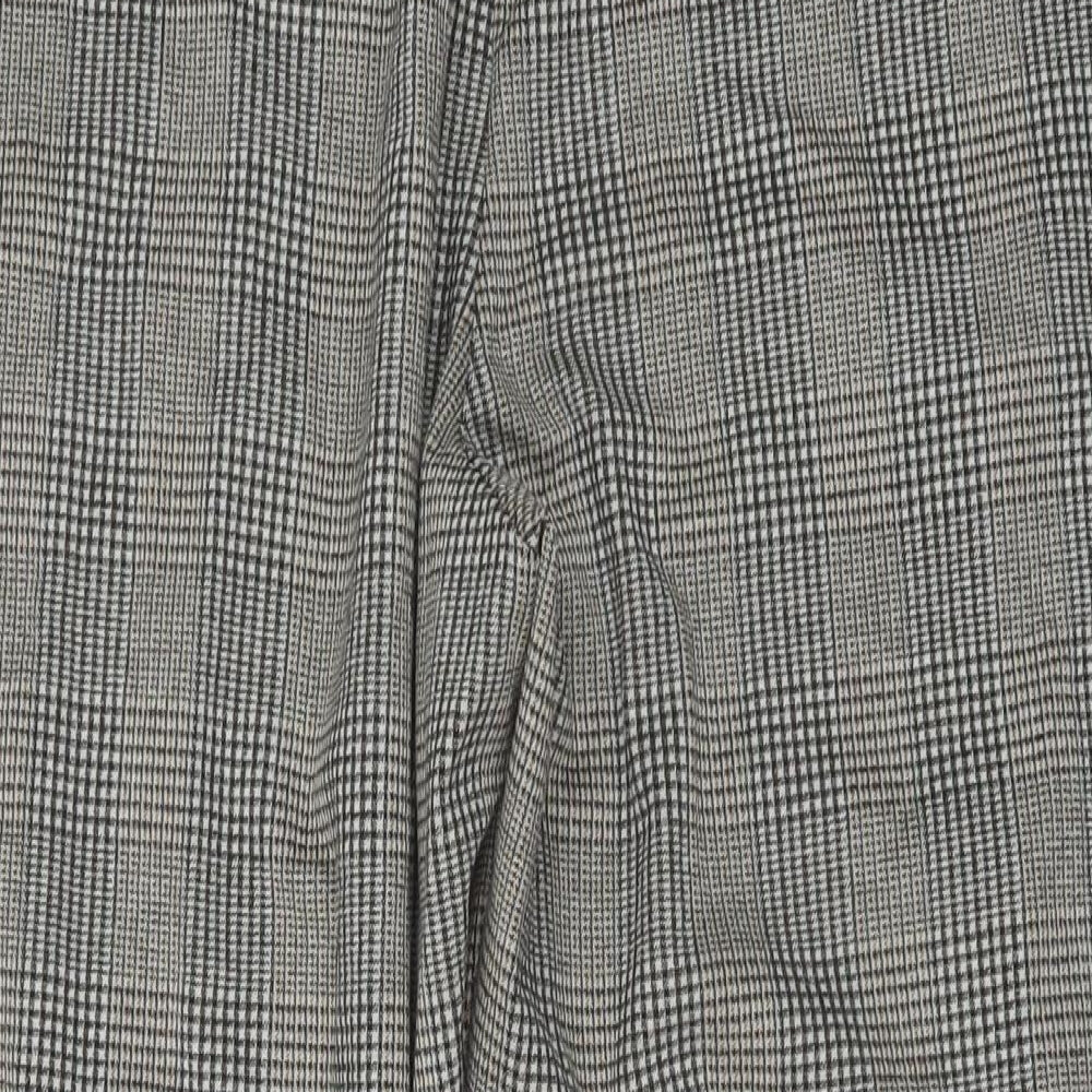Marks and Spencer Womens Beige Plaid Polyester Trousers Size 20 L28 in Regular Drawstring