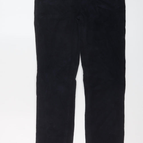 Marks and Spencer Womens Blue Cotton Trousers Size 8 L28 in Regular Button
