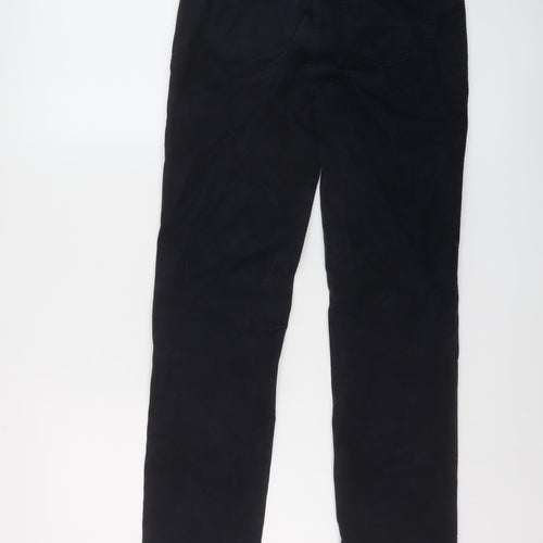 Marks and Spencer Womens Blue Cotton Trousers Size 8 L28 in Regular Button