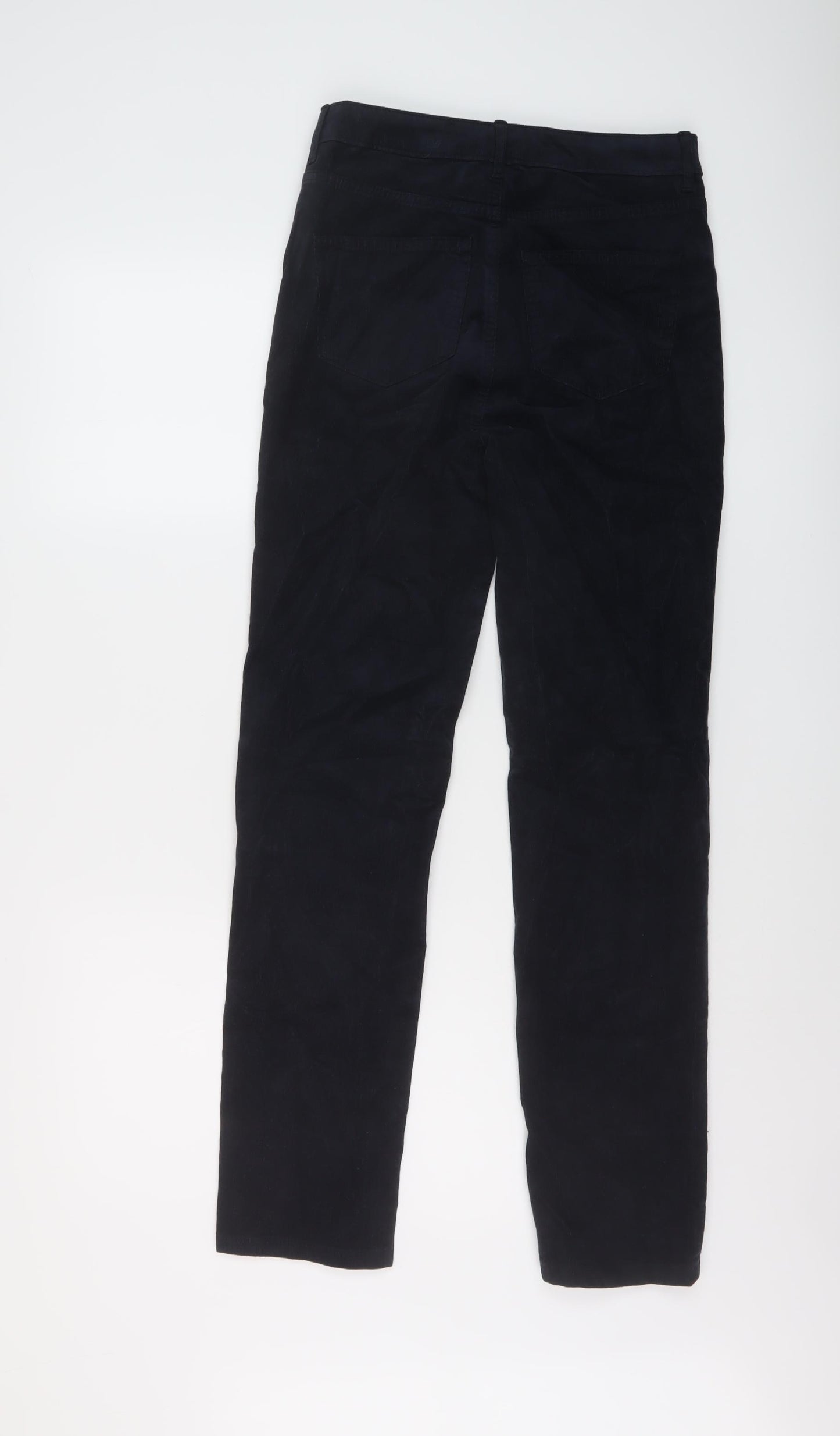 Marks and Spencer Womens Blue Cotton Trousers Size 8 L28 in Regular Button