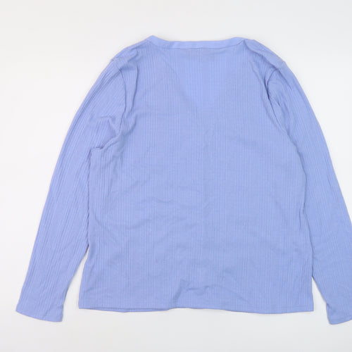 Marks and Spencer Womens Blue Polyester Basic Button-Up Size 20 V-Neck