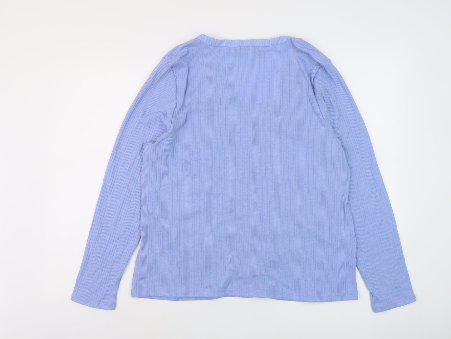 Marks and Spencer Womens Blue Polyester Basic Button-Up Size 20 V-Neck