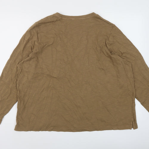 Marks and Spencer Womens Brown Cotton Basic T-Shirt Size 22 Round Neck