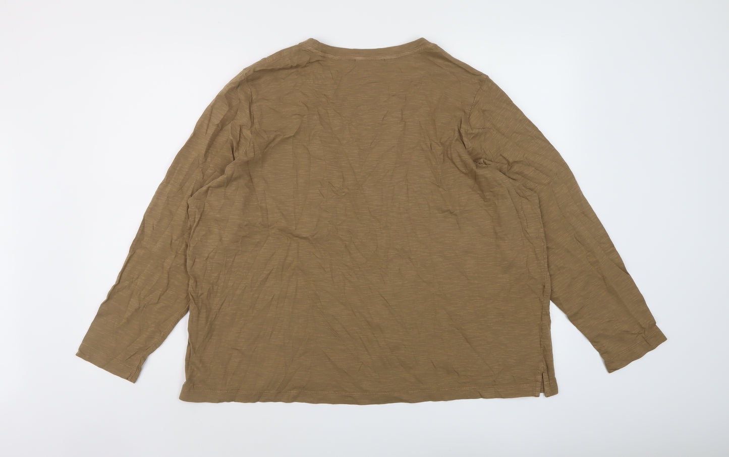 Marks and Spencer Womens Brown Cotton Basic T-Shirt Size 22 Round Neck