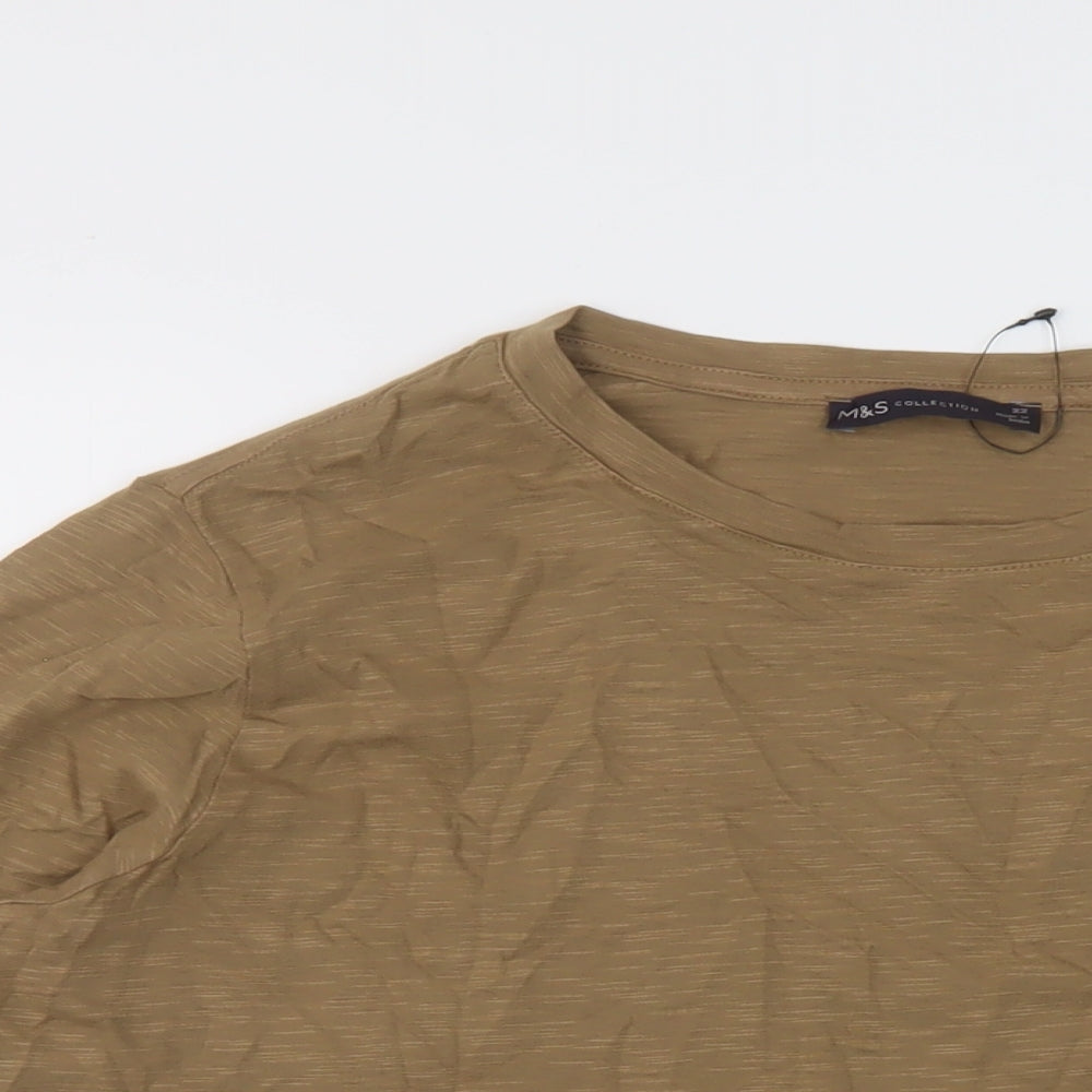 Marks and Spencer Womens Brown Cotton Basic T-Shirt Size 22 Round Neck