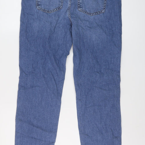 Marks and Spencer Womens Blue Cotton Cropped Jeans Size 12 L27 in Slim Button