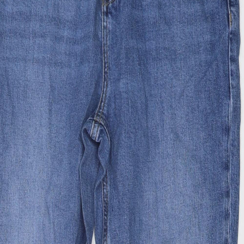 Marks and Spencer Womens Blue Cotton Cropped Jeans Size 12 L27 in Slim Button