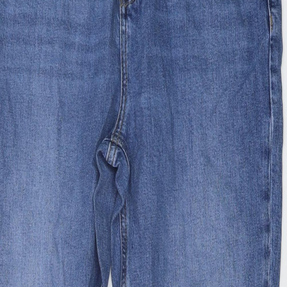 Marks and Spencer Womens Blue Cotton Cropped Jeans Size 12 L27 in Slim Button