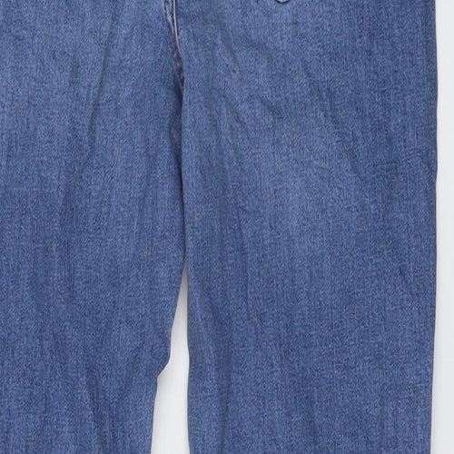 Marks and Spencer Womens Blue Cotton Cropped Jeans Size 12 L27 in Slim Button