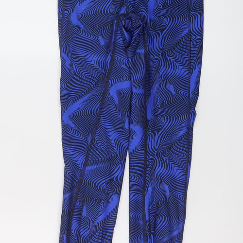 GOODMOVE Womens Blue Geometric Polyester Capri Leggings Size 6 L26 in Regular Drawstring