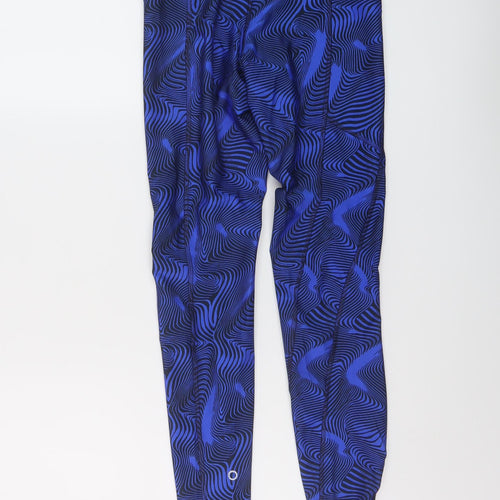 GOODMOVE Womens Blue Geometric Polyester Capri Leggings Size 6 L26 in Regular Drawstring