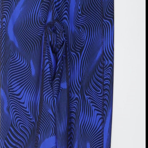 GOODMOVE Womens Blue Geometric Polyester Capri Leggings Size 6 L26 in Regular Drawstring