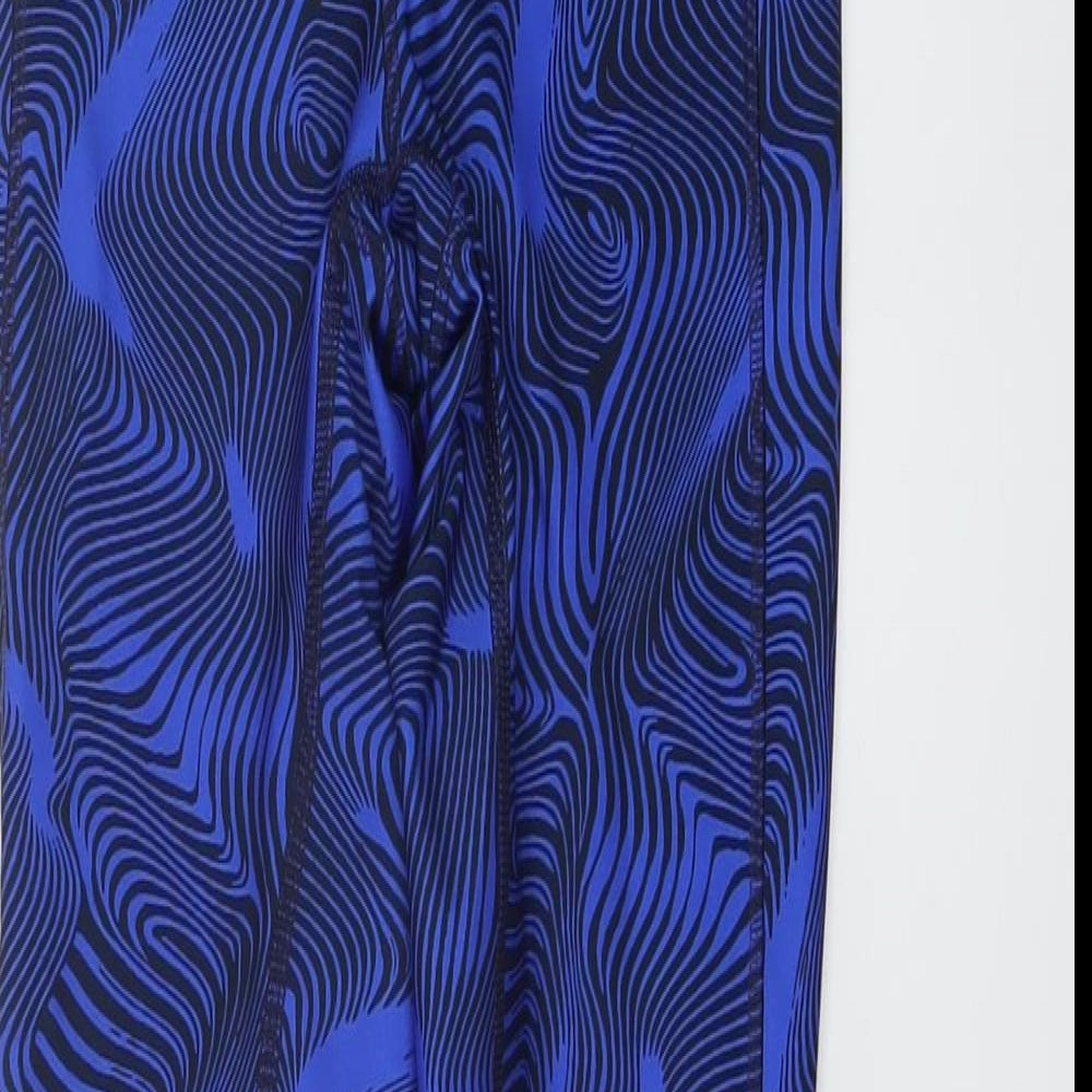 GOODMOVE Womens Blue Geometric Polyester Capri Leggings Size 6 L26 in Regular Drawstring