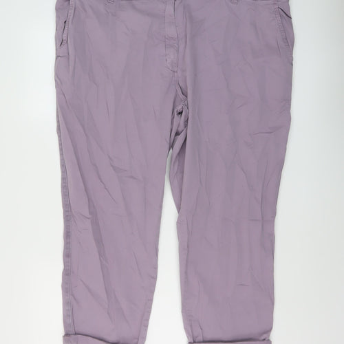 Marks and Spencer Womens Purple Cotton Trousers Size 24 L24 in Regular Button