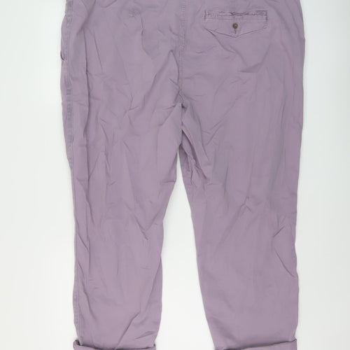 Marks and Spencer Womens Purple Cotton Trousers Size 24 L24 in Regular Button
