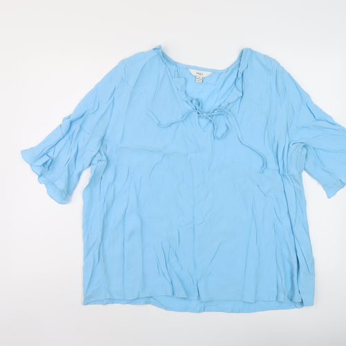 Marks and Spencer Womens Blue Viscose Basic Blouse Size 20 Round Neck