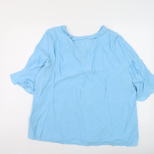 Marks and Spencer Womens Blue Viscose Basic Blouse Size 20 Round Neck