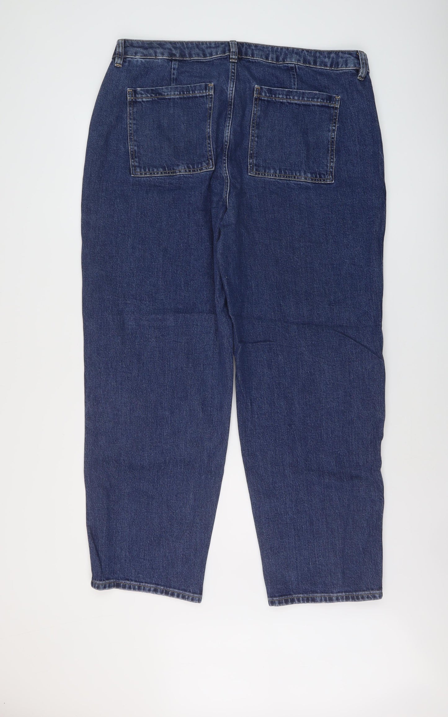 Marks and Spencer Womens Blue Cotton Straight Jeans Size 20 L29 in Regular Button