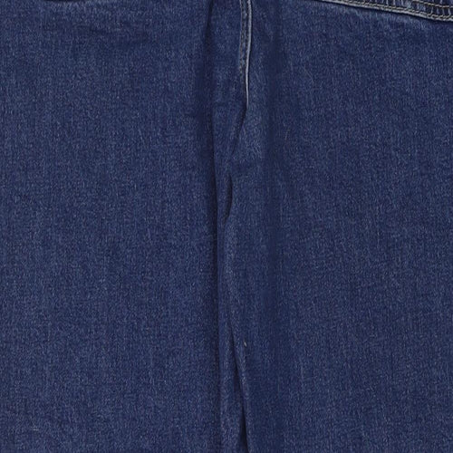Marks and Spencer Womens Blue Cotton Straight Jeans Size 20 L29 in Regular Button