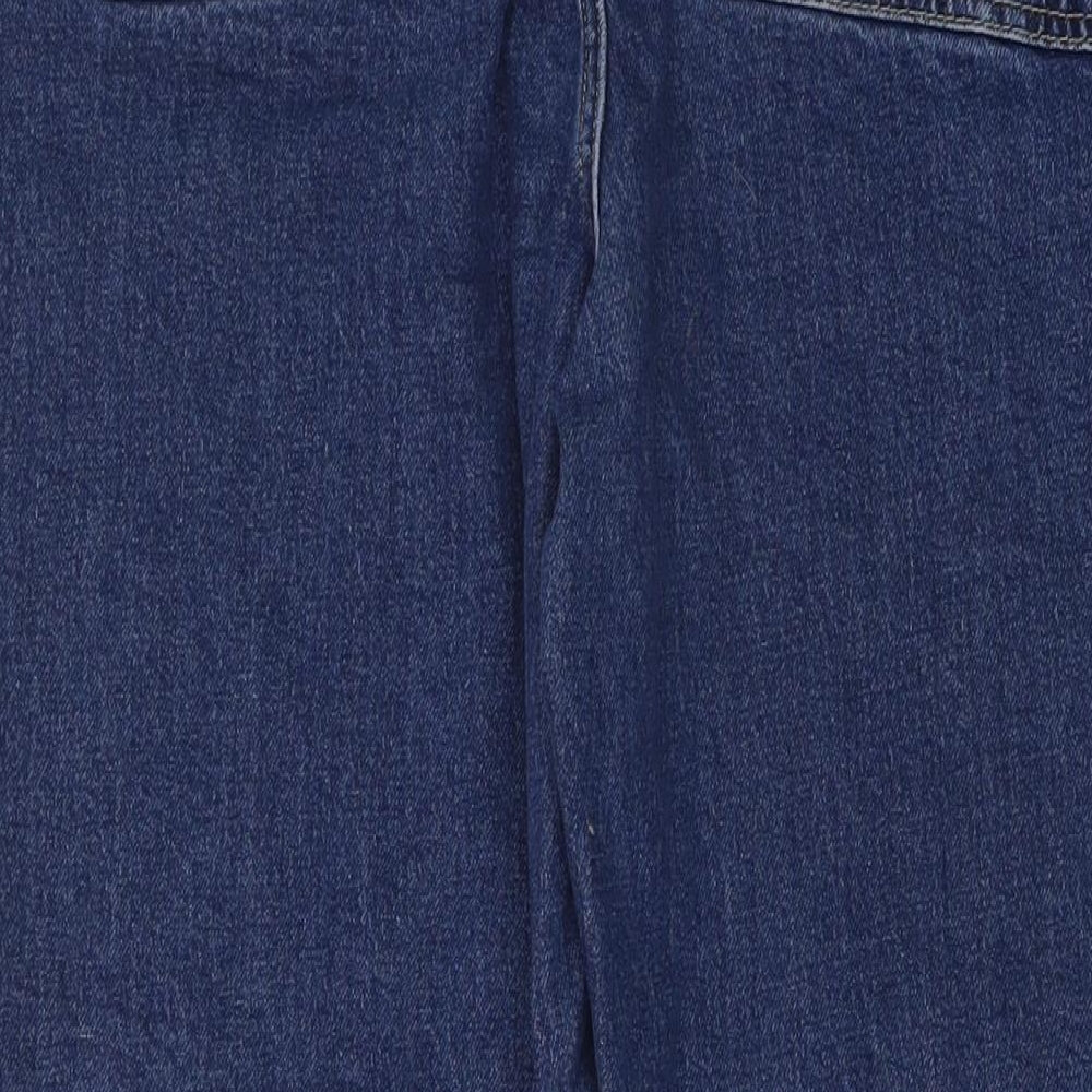 Marks and Spencer Womens Blue Cotton Straight Jeans Size 20 L29 in Regular Button