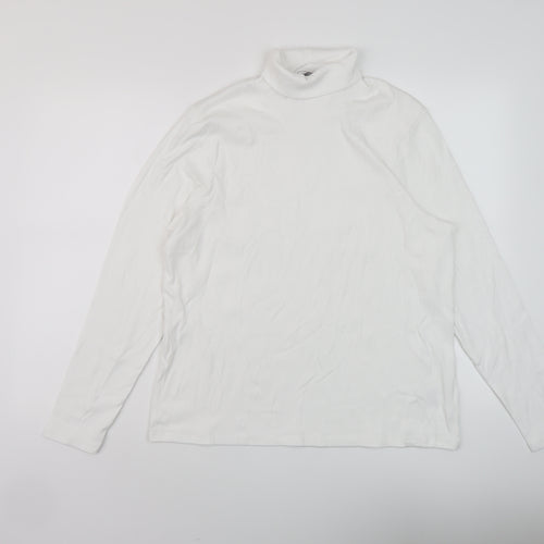 Marks and Spencer Womens White Cotton Basic T-Shirt Size 22 Roll Neck