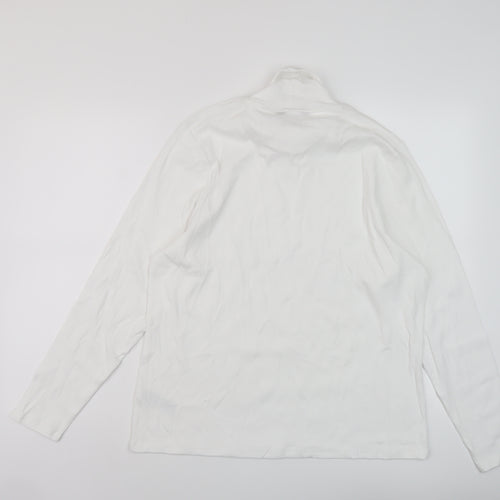Marks and Spencer Womens White Cotton Basic T-Shirt Size 22 Roll Neck
