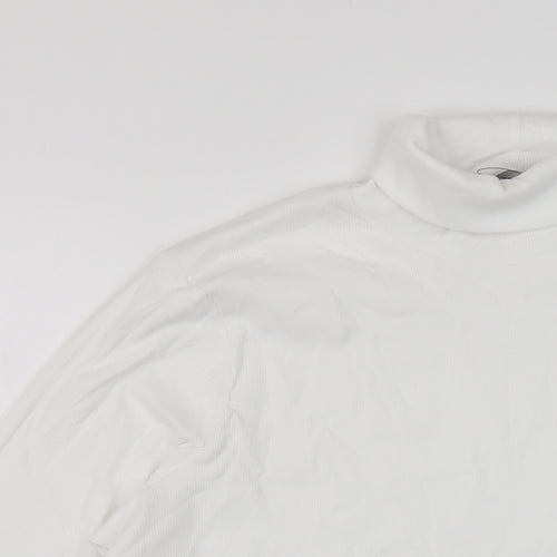 Marks and Spencer Womens White Cotton Basic T-Shirt Size 22 Roll Neck