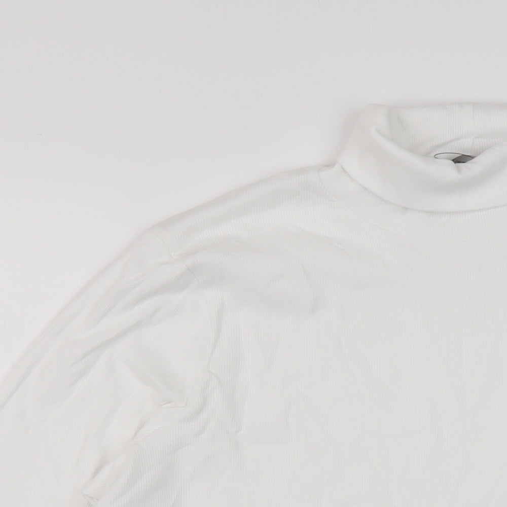 Marks and Spencer Womens White Cotton Basic T-Shirt Size 22 Roll Neck