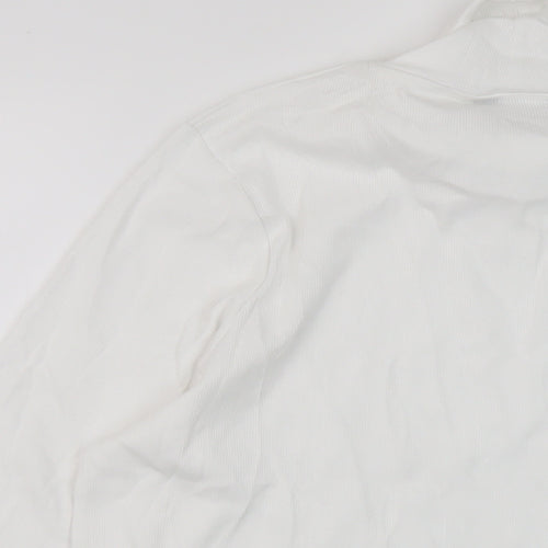 Marks and Spencer Womens White Cotton Basic T-Shirt Size 22 Roll Neck