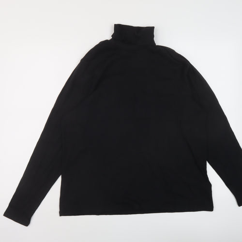 Marks and Spencer Womens Black Cotton Basic T-Shirt Size 22 Roll Neck