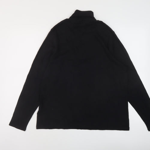 Marks and Spencer Womens Black Cotton Basic T-Shirt Size 22 Roll Neck