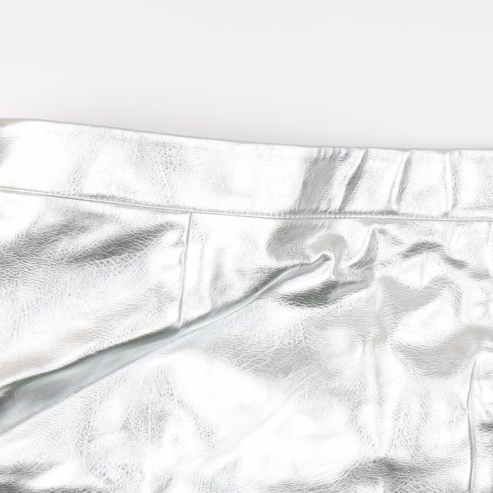 Marks and Spencer Womens Silver Polyurethane Mini Skirt Size 22 Zip