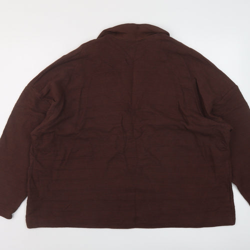 Marks and Spencer Womens Brown Cotton Basic Blouse Size 22 Collared