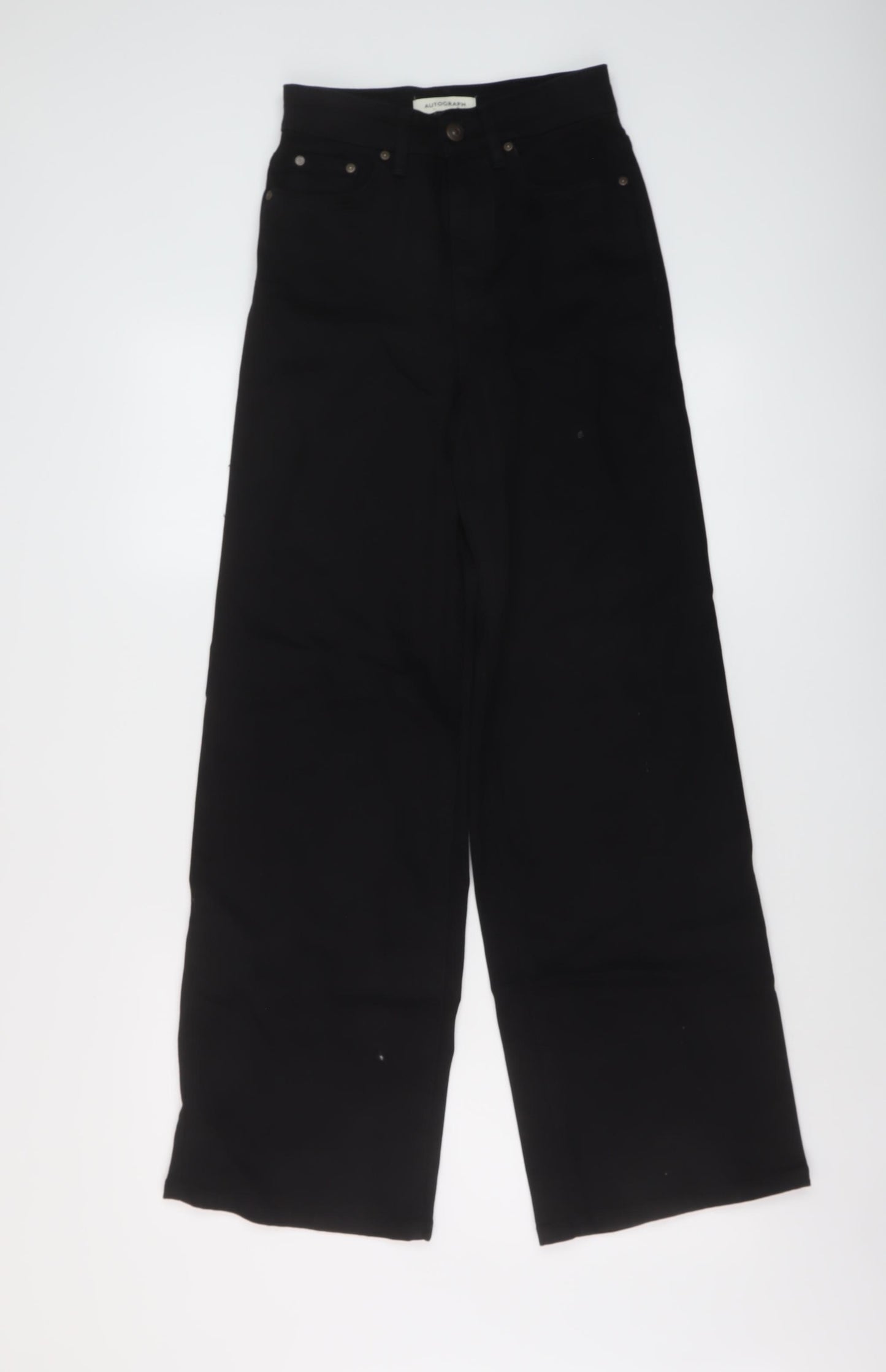 Autograph Womens Black Cotton Wide-Leg Jeans Size 6 L31 in Regular Button