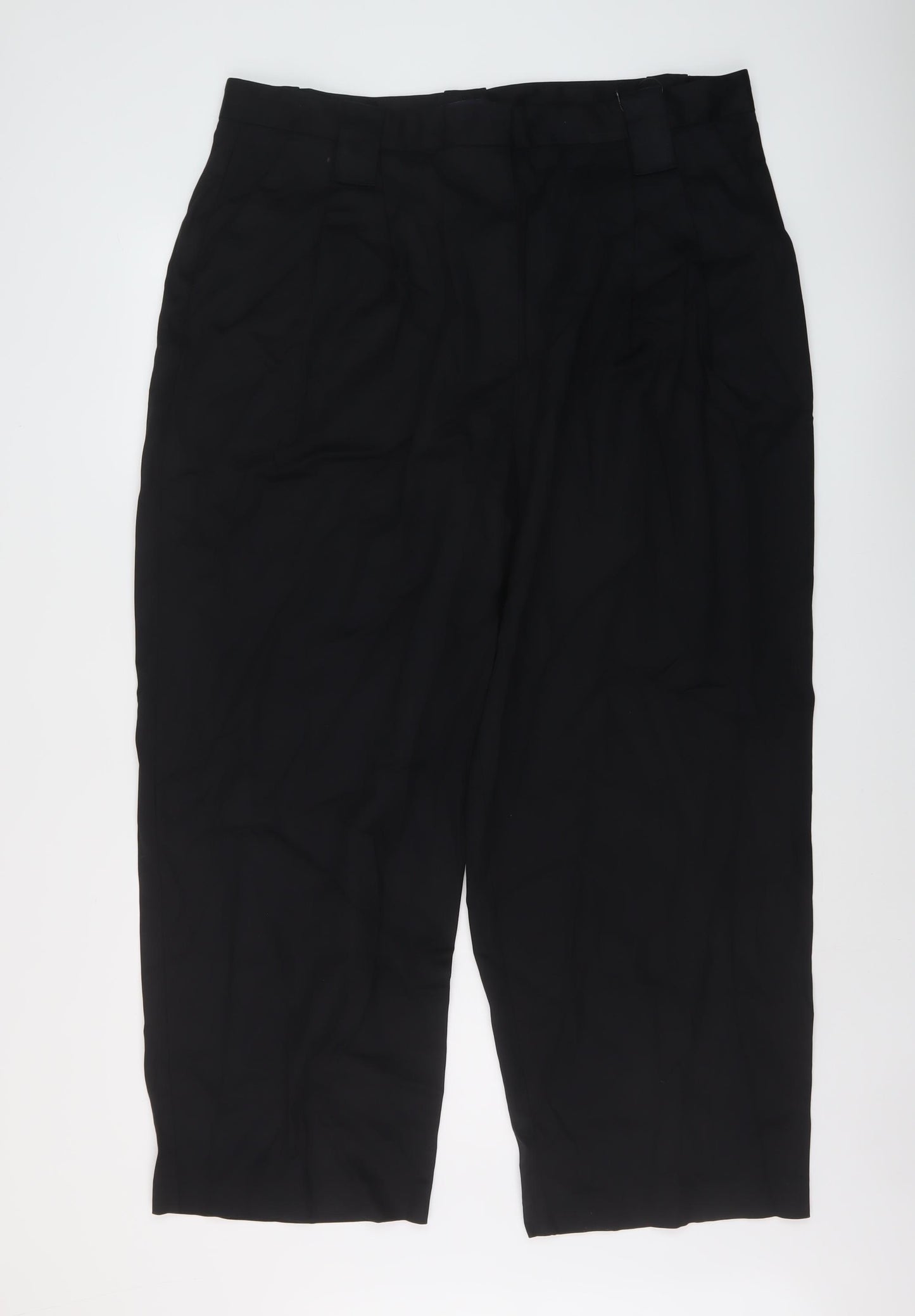 Marks and Spencer Womens Black Lyocell Trousers Size 20 L27 in Regular Button