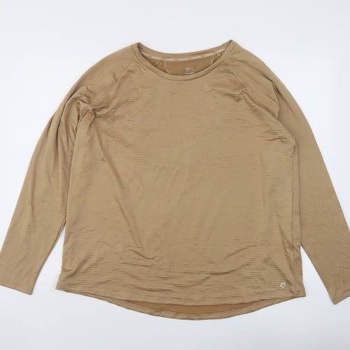 GOODMOVE Womens Beige Polyester Basic T-Shirt Size 22 Round Neck Pullover