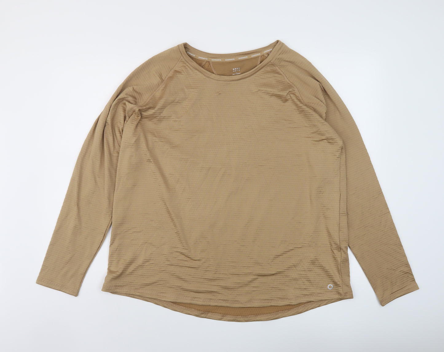 GOODMOVE Womens Beige Polyester Basic T-Shirt Size 22 Round Neck Pullover