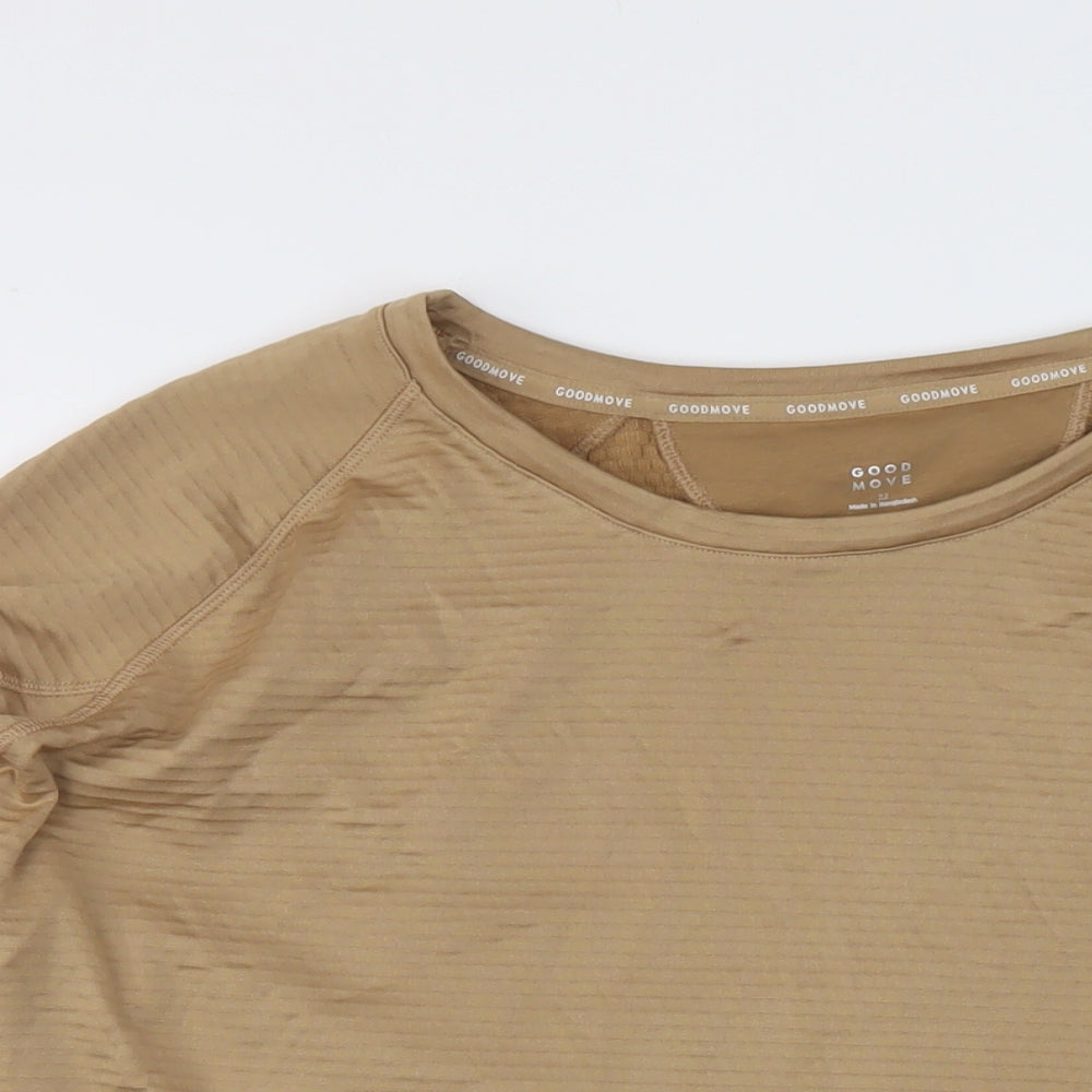 GOODMOVE Womens Beige Polyester Basic T-Shirt Size 22 Round Neck Pullover