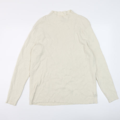 Marks and Spencer Womens Beige Mock Neck Wool Pullover Jumper Size 22