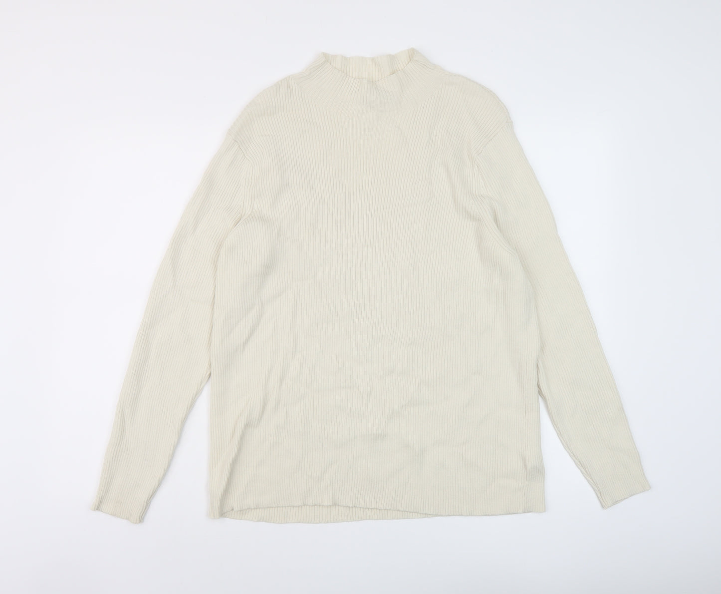 Marks and Spencer Womens Beige Mock Neck Wool Pullover Jumper Size 22